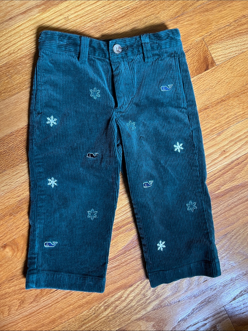 Vineyard Vines Teal Corduroy Whale & Snowflake Pants